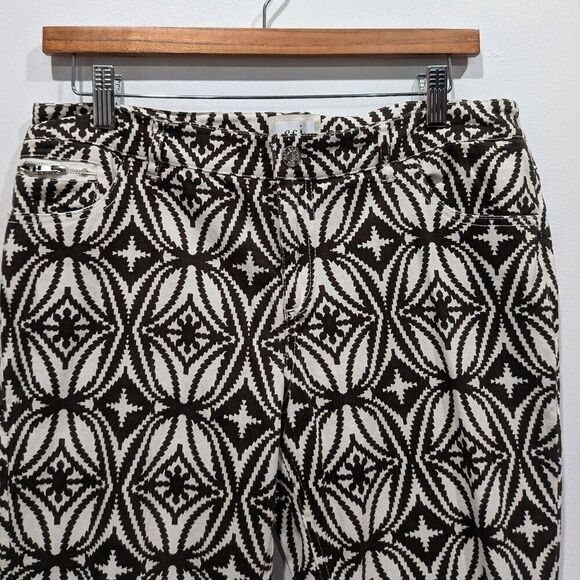 eci New York Brown & Cream Boho Print Zip Ankle Skinny Pants, 8 - Picture 2 of 11